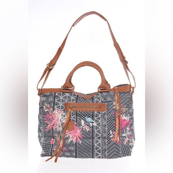 Johnny Was Viviana denim weekender bag with floral embroidery. NWT - Picture 3 of 10